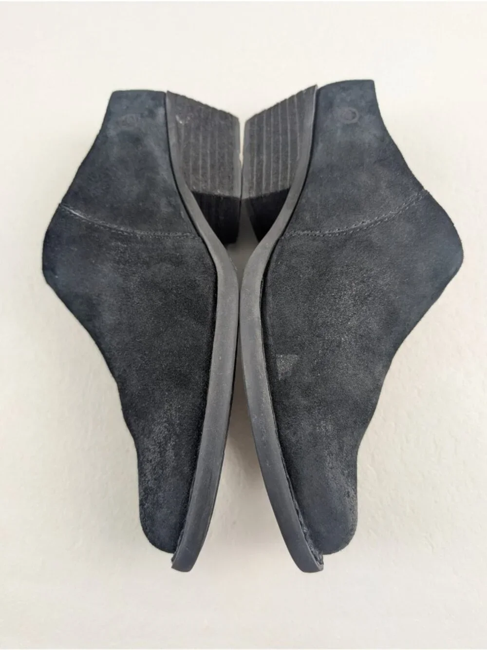 Born Starr Slip On Boot Womens 8.5 Black Suede Distressed Heeled Ankle Mule Clog